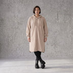 Damen Jacke Avantgarde Baumwolle Sand, gerader Schnitt, Kapuze, Oversize große Größen – Rafay