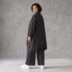 Damen Bluse Avantgarde Viskose Schwarz/Weiß, A-Form, Knopfleiste, Oversize große Größen – AKH Premium