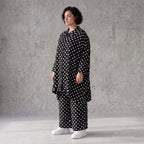 Damen Bluse Avantgarde Viskose Schwarz/Weiß, A-Form, Knopfleiste, Oversize große Größen – AKH Premium