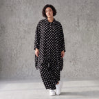 Damen Bluse Avantgarde Viskose Schwarz/Weiß, A-Form, Knopfleiste, Oversize große Größen – AKH Premium