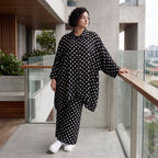 Damen Bluse Avantgarde Viskose Schwarz/Weiß, A-Form, Knopfleiste, Oversize große Größen – AKH Premium