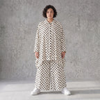 Damen Bluse Avantgarde Viskose Weiß/Schwarz, A-Form, Punkte, Knopfleiste, Oversize große Größen – AKH Premium