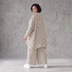 Damen Bluse Avantgarde Viskose Weiß/Schwarz, A-Form, Punkte, Knopfleiste, Oversize große Größen – AKH Premium