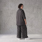 Damen Hose Avantgarde Viskose Schwarz/Weiß, Palazzohose, Punkte, Oversize große Größen – AKH Premium