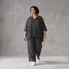 Damen Hose Avantgarde Viskose Schwarz/Weiß, Palazzohose, Punkte, Oversize große Größen – AKH Premium
