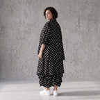 Damen Rock Avantgarde Viskose Schwarz/Weiß, Ballonschnitt, Punkte, Elastikbund, Oversize große Größen – AKH Premium