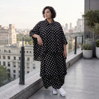 Damen Rock Avantgarde Viskose Schwarz/Weiß, Ballonschnitt, Punkte, Elastikbund, Oversize große Größen – AKH Premium