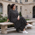 Damen Rock Avantgarde Viskose Schwarz/Weiß, Ballonschnitt, Punkte, Elastikbund, Oversize große Größen – AKH Premium
