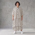 Damen Rock Avantgarde Viskose White/Schwarz, Ballonschnitt, Punkte, Elastikbund, Oversize große Größen – AKH Premium