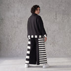 Damen Hose Avantgarde Rayon Schwarz/Weiß, Palazzohose, Oversize große Größen – AKH Premium