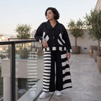 Damen Hose Avantgarde Rayon Schwarz/Weiß, Palazzohose, Oversize große Größen – AKH Premium