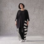 Damen Shirt Avantgarde Rayon Schwarz/Weiß, Vokuhila-Schnitt, Kurzarm, Flügeltaschen, Oversize große Größen – AKH Premium