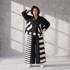Damen Jacke Avantgarde Rayon Schwarz/Weiß, kastiger Schnitt, Oversize große Größen – AKH Premium