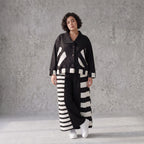 Damen Jacke Avantgarde Rayon Schwarz/Weiß, kastiger Schnitt, Oversize große Größen – AKH Premium