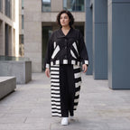 Damen Jacke Avantgarde Rayon Schwarz/Weiß, kastiger Schnitt, Oversize große Größen – AKH Premium