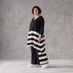 Damen Shirt Avantgarde Rayon Schwarz/Weiß, A-Linie, Oversize große Größen – AKH Premium