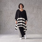 Damen Shirt Avantgarde Rayon Schwarz/Weiß, A-Linie, Oversize große Größen – AKH Premium