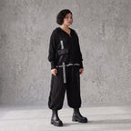 Damen Hose Avantgarde Baumwolle Schwarz, gerader Schnitt, Oversize große Größen – AKH Premium