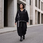 Damen Hose Avantgarde Baumwolle Schwarz, gerader Schnitt, Oversize große Größen – AKH Premium