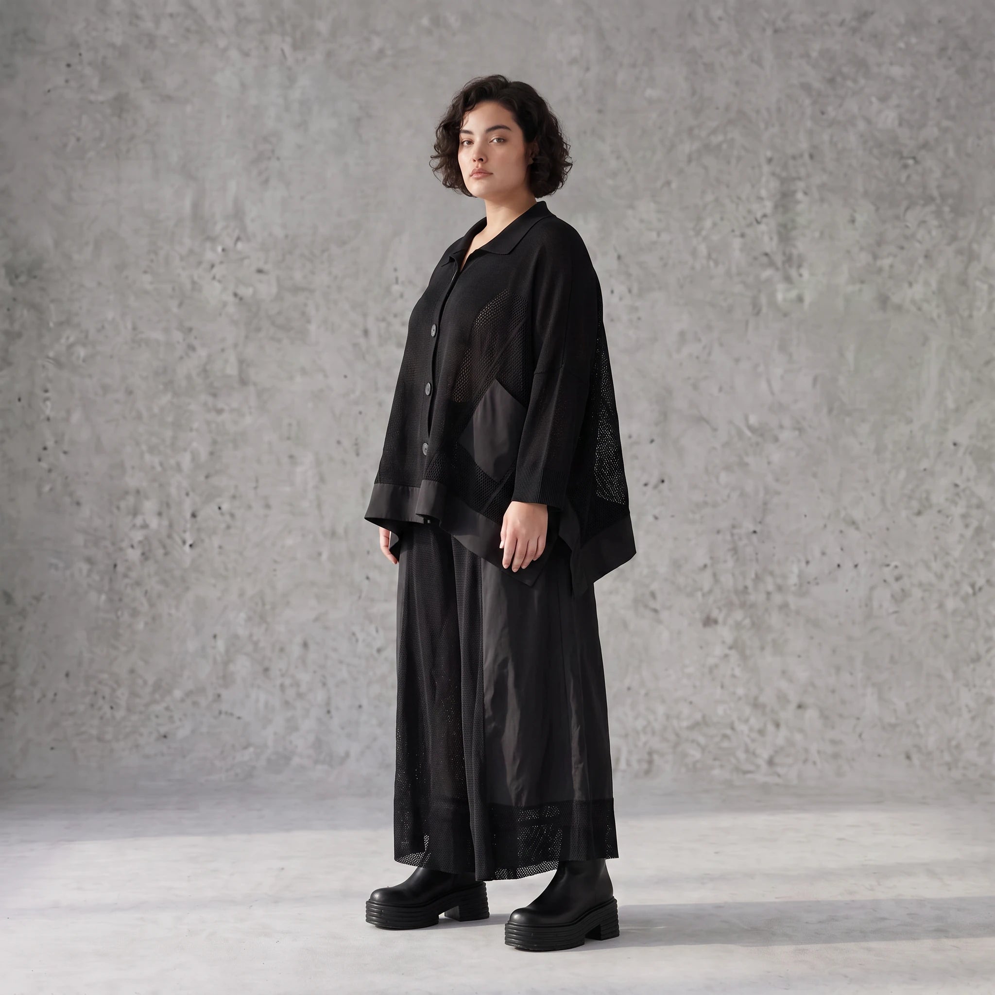Damen Hose Avantgarde Baumwolle Schwarz, Marlene, Oversize große Größen – AKH Premium