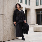 Damen Hose Avantgarde Baumwolle Schwarz, Marlene, Oversize große Größen – AKH Premium