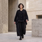 Damen Hose Avantgarde Baumwolle Schwarz, Marlene, Oversize große Größen – AKH Premium