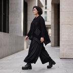 Damen Hose Avantgarde Baumwolle Schwarz, Marlene, Oversize große Größen – AKH Premium