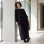 Damen Shirt Avantgarde Baumwolle Schwarz, asymmetrisch, U-Ausschnitt, Oversize große Größen – AKH Premium