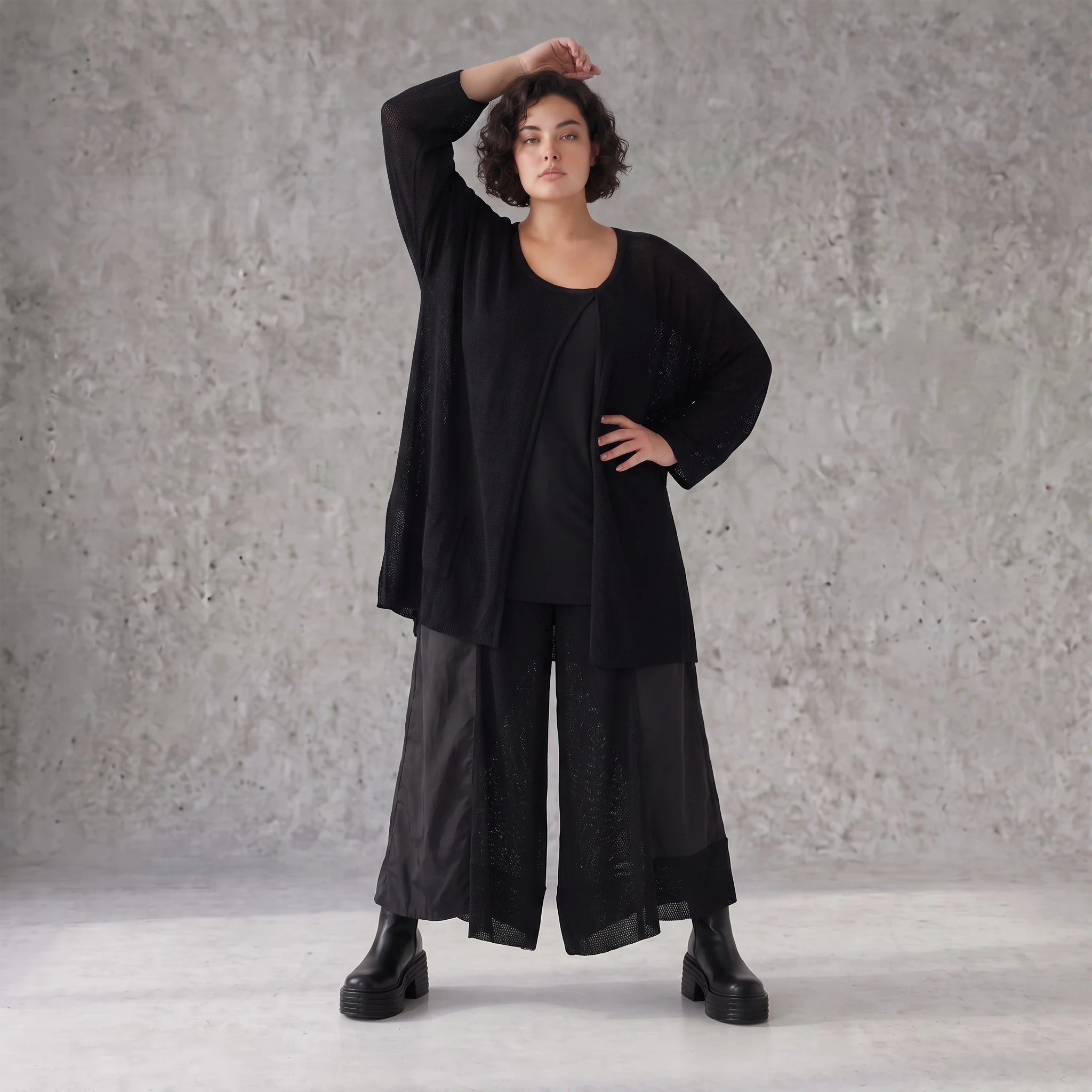 Damen Shirt Avantgarde Baumwolle Schwarz, A-Linie, Oversize große Größen – AKH Premium