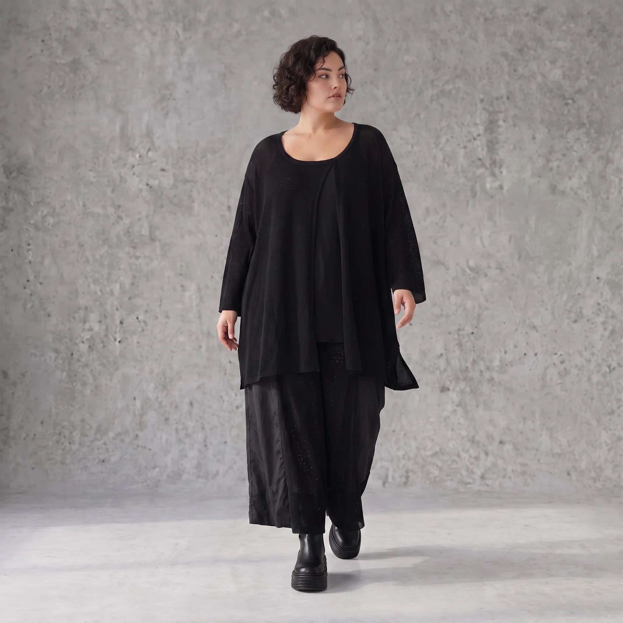Damen Shirt Avantgarde Baumwolle Schwarz, A-Linie, Oversize große Größen – AKH Premium