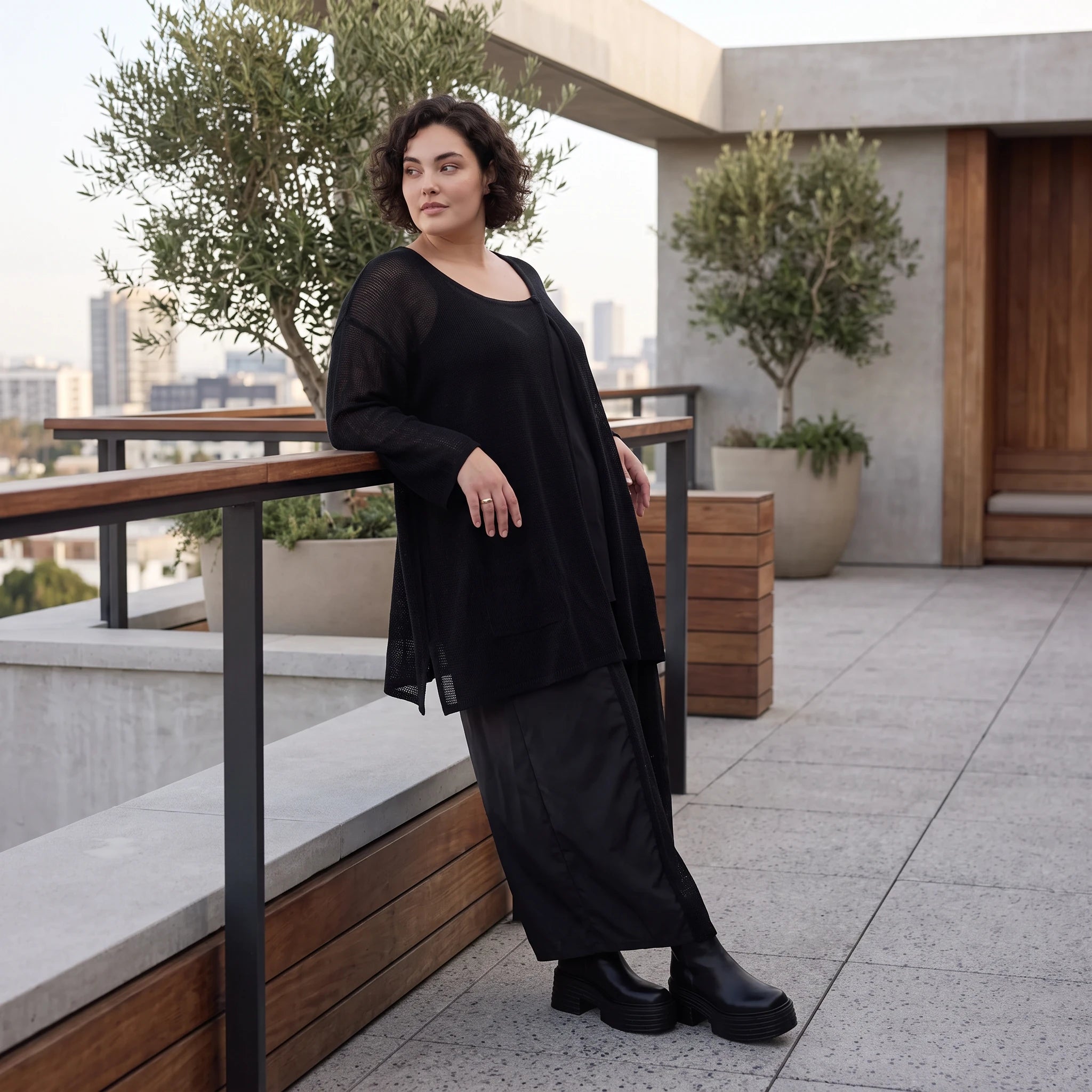 Damen Shirt Avantgarde Baumwolle Schwarz, A-Linie, Oversize große Größen – AKH Premium