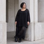 Damen Shirt Avantgarde Baumwolle Schwarz, A-Linie, Oversize große Größen – AKH Premium