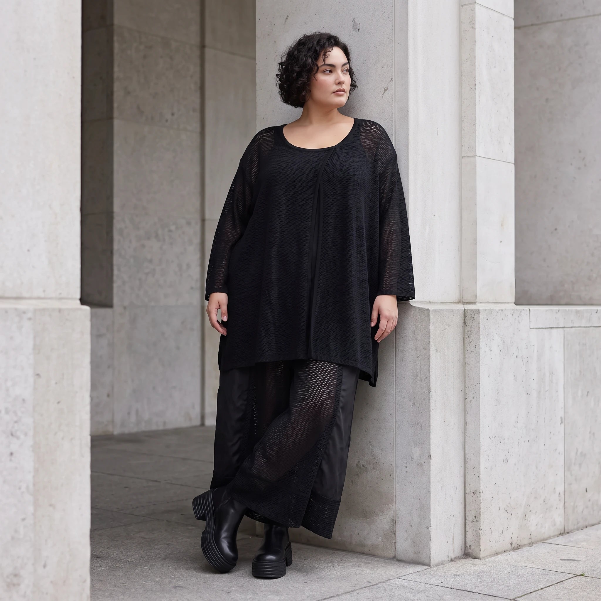 Damen Shirt Avantgarde Baumwolle Schwarz, A-Linie, Oversize große Größen – AKH Premium