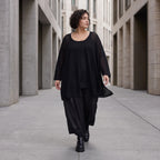 Damen Shirt Avantgarde Baumwolle Schwarz, A-Linie, Oversize große Größen – AKH Premium