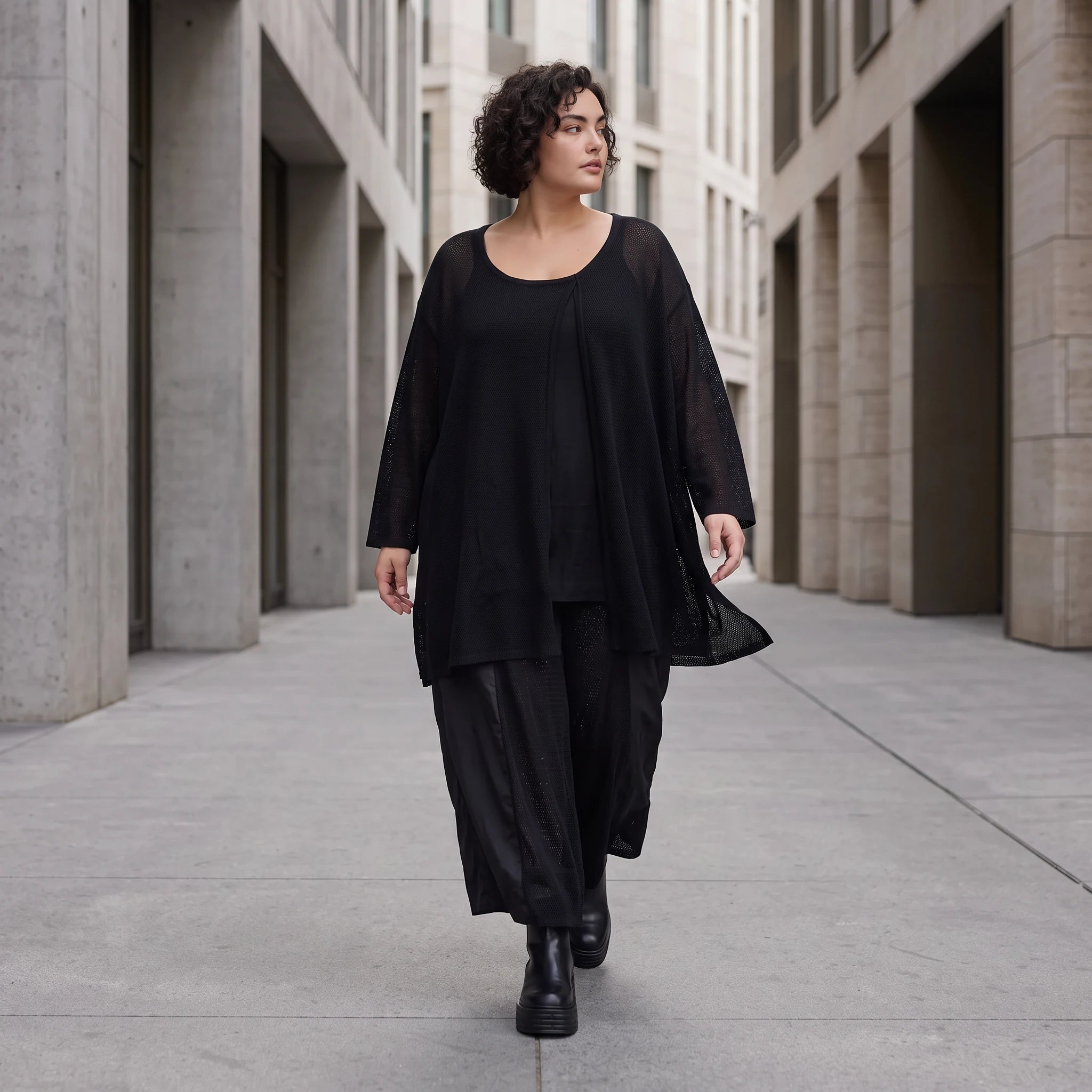 Damen Shirt Avantgarde Baumwolle Schwarz, A-Linie, Oversize große Größen – AKH Premium