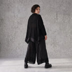 Damen Jacke Avantgarde Baumwolle Schwarz, A-Linie, Knopfleiste, Oversize große Größen – AKH Premium