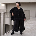 Damen Jacke Avantgarde Baumwolle Schwarz, A-Linie, Knopfleiste, Oversize große Größen – AKH Premium