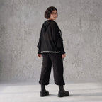 Damen Jacke Avantgarde Baumwolle Schwarz, Kapuze, Oversize große Größen – AKH Premium