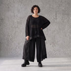 Damen Shirt Avantgarde Baumwolle Schwarz, A-Linie, Langarm, Oversize große Größen – AKH Premium