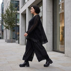 Damen Shirt Avantgarde Baumwolle Schwarz, A-Linie, Langarm, Oversize große Größen – AKH Premium