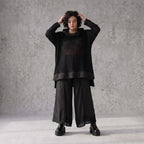 Damen Shirt Avantgarde Baumwolle Schwarz, vorne kurz hinten lang, Langarm, Oversize große Größen – AKH Premium