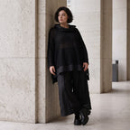 Damen Shirt Avantgarde Baumwolle Schwarz, vorne kurz hinten lang, Langarm, Oversize große Größen – AKH Premium