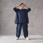 Damen Shirt Avantgarde Lyocell Petrol, A-Linie, 3/4-Arm, Flügeltaschen, Oversize große Größen – AKH Premium