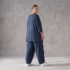 Damen Shirt Avantgarde Lyocell Petrol, A-Linie, 3/4-Arm, Flügeltaschen, Oversize große Größen – AKH Premium
