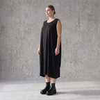 Damen Kleid Avantgarde Lyocell Schwarz, Ballonschnitt, ärmellos, Flügeltaschen, Oversize große Größen – AKH Premium