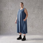 Damen Kleid Avantgarde Lyocell Petrol, Ballonschnitt, ärmellos, Flügeltaschen, Oversize große Größen – AKH Premium