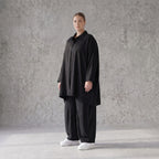 Damen Bluse Avantgarde Lyocell Schwarz, A-Linie, Knopfleiste, Oversize große Größen – AKH Premium