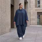 Damen Bluse Avantgarde Lyocell Petrol, A-Linie, Knopfleiste, Oversize große Größen – AKH Premium