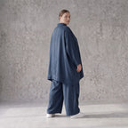Damen Bluse Avantgarde Lyocell Petrol, A-Linie, Knopfleiste, Oversize große Größen – AKH Premium