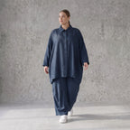 Damen Bluse Avantgarde Lyocell Petrol, A-Linie, Knopfleiste, Oversize große Größen – AKH Premium